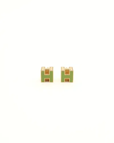 Pre-owned Hermes Hermès H Cube Earrings In Multi