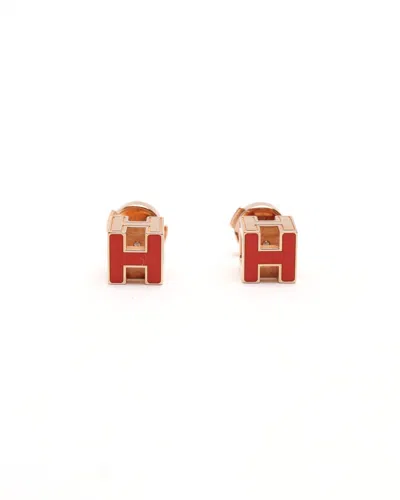 Pre-owned Hermes Hermès H Cube Earrings In Multi