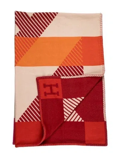 Pre-owned Hermes H Diagonale Cashmere Throw Blanket In Multicolor
