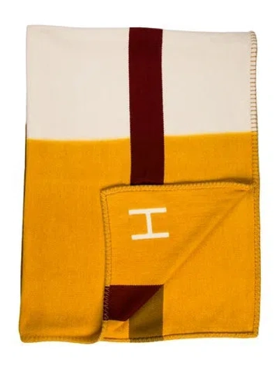 Pre-owned Hermes H Dye Cashmere Throw Blanket In Neutral