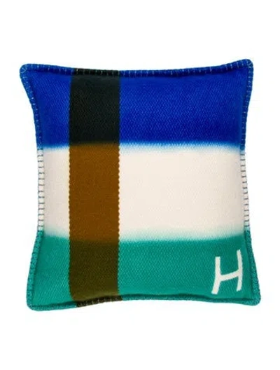 Pre-owned Hermes H Dye Throw Pillow In Blue