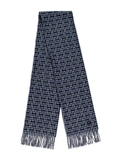Pre-owned Hermes H Ecossais Cashmere Muffler In Blue