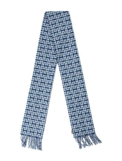 Pre-owned Hermes H Ecossais Cashmere Scarf In Blue
