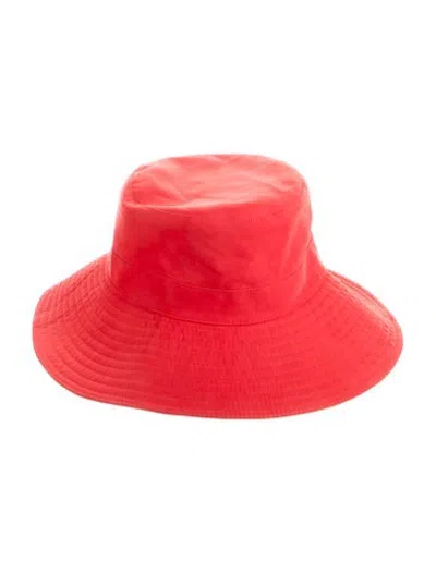 Pre-owned Hermes H Embroidered Bucket Hat In Red