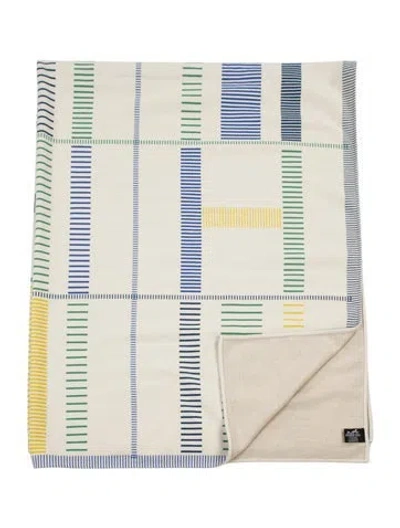 Pre-owned Hermes H En Rythme Throw Blanket In Blue/green/neutrals