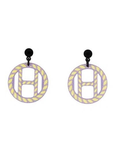 Pre-owned Hermes H Equipe Drop Earrings In Multicolor