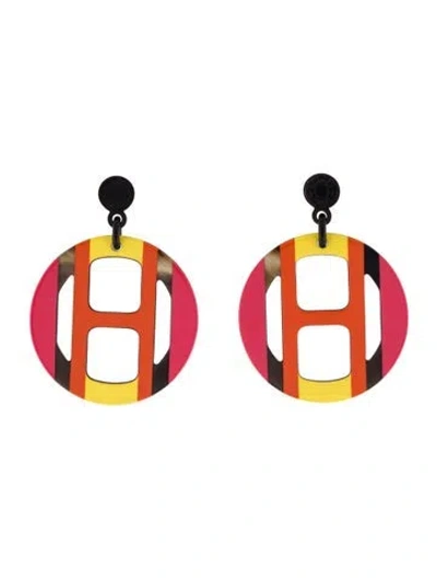Pre-owned Hermes H Equipe Earrings In Multi