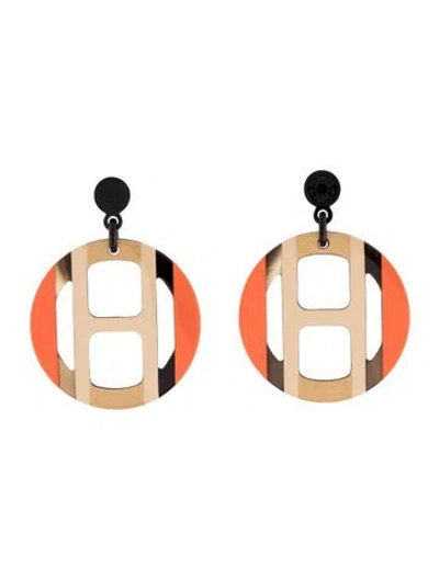Pre-owned Hermes H Equipe Earrings In Multi
