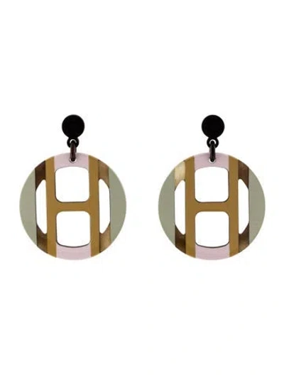 Pre-owned Hermes H Equipe Earrings In Multi