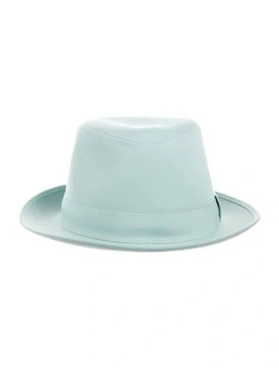 Pre-owned Hermes H Fedora Hat In Blue