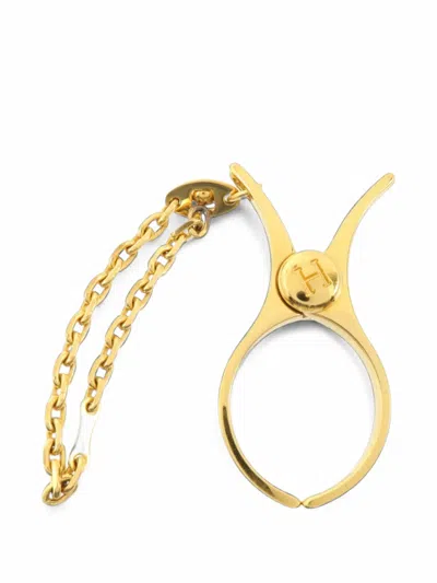 Pre-owned Hermes H Glove Clip In Gold