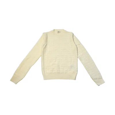 Hermes "h" Jacquard Sweater Blanc Casse In 34