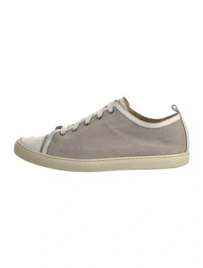 Pre-owned Hermes H Logo Canvas Sneakers In White