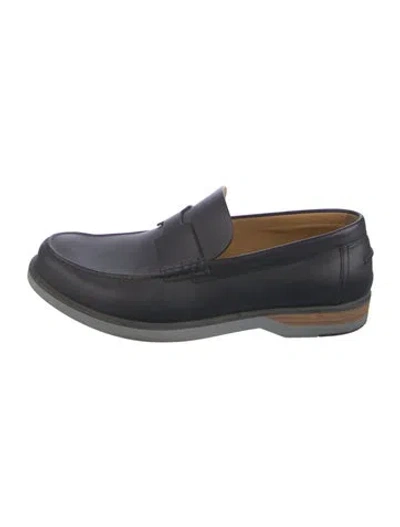 Pre-owned Hermes H Logo Leather Dress Loafers In Blue