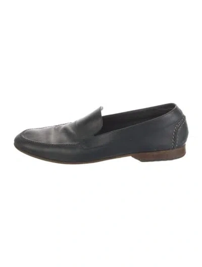 Pre-owned Hermes H Logo Leather Dress Loafers In Blue