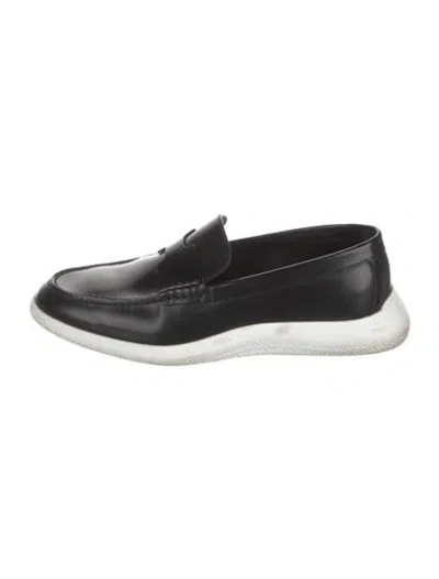 Pre-owned Hermes H Logo Leather Loafers In Black