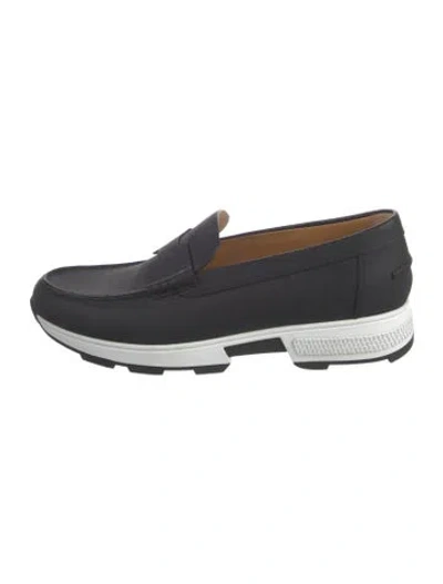 Pre-owned Hermes H Logo Leather Loafers In Black