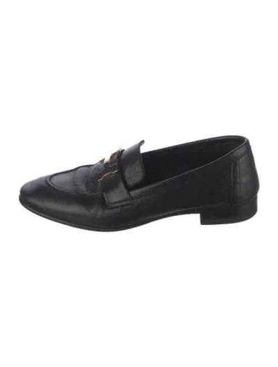 Pre-owned Hermes H Logo Leather Loafers In Black
