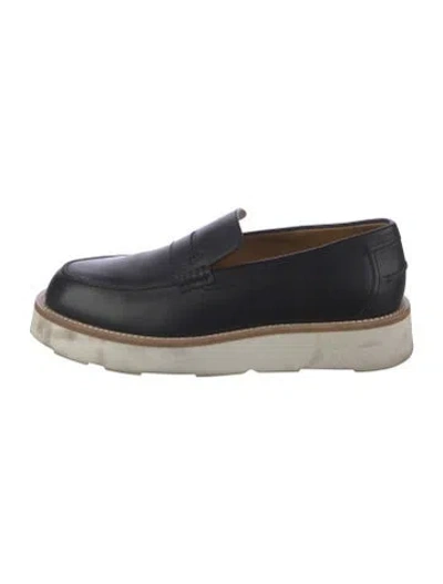 Pre-owned Hermes H Logo Leather Loafers In Black