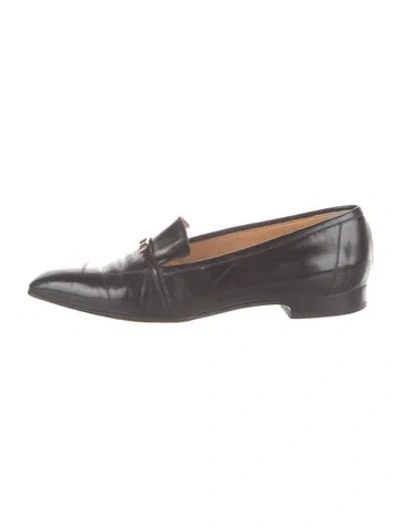 Pre-owned Hermes H Logo Leather Loafers In Grey