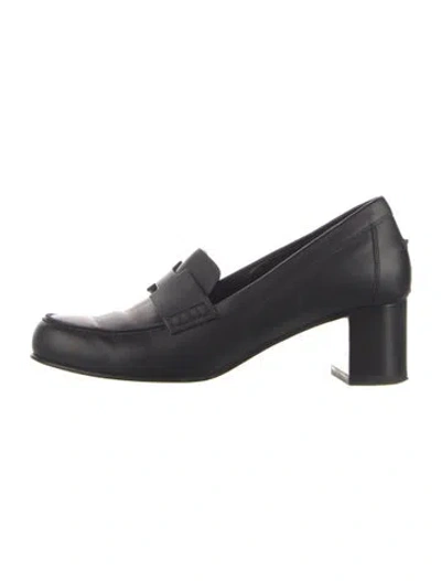 Pre-owned Hermes H Logo Leather Pumps In Black