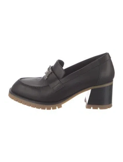 Pre-owned Hermes H Logo Leather Pumps In Black