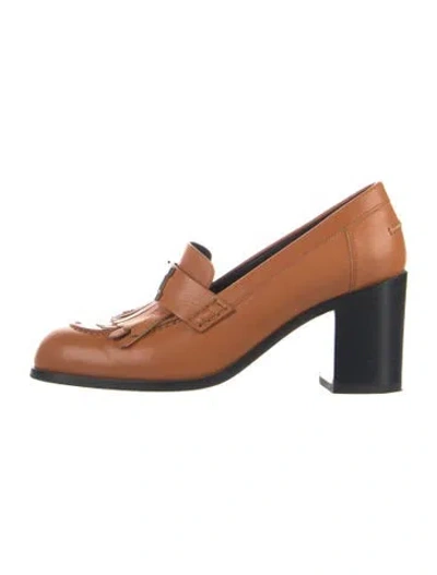 Pre-owned Hermes H Logo Leather Pumps In Brown