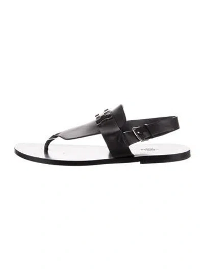 Pre-owned Hermes H Logo Leather Sandals In Black