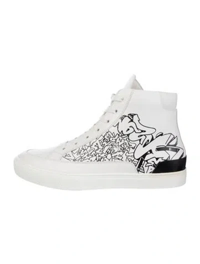 Pre-owned Hermes H Logo Leather Sneakers In White