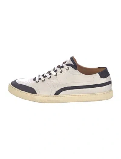 Pre-owned Hermes H Logo Leather Sneakers In White