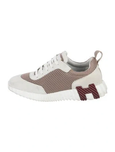 Pre-owned Hermes H Logo Mesh Athletic Sneakers In Grey