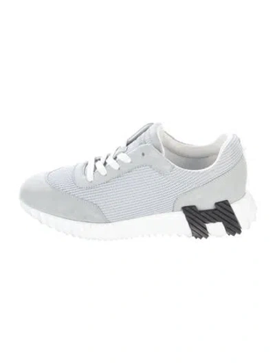 Pre-owned Hermes H Logo Mesh Athletic Sneakers In White