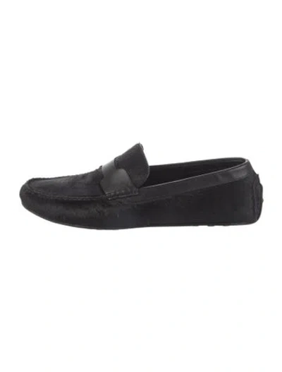 Pre-owned Hermes H Logo Ponyhair Loafers In Black