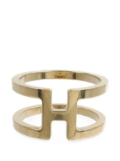Pre-owned Hermes H Logo Scarf Ring In Gold