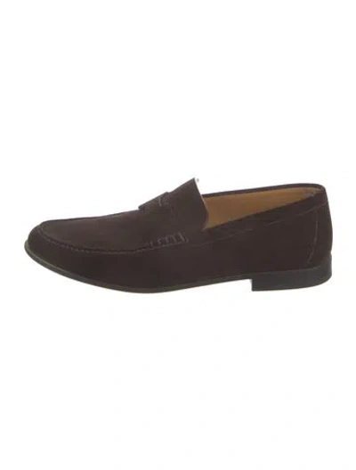Pre-owned Hermes H Logo Suede Dress Loafers In Brown