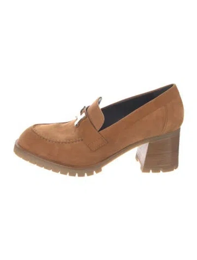 Pre-owned Hermes H Logo Suede Pumps In Neutrals