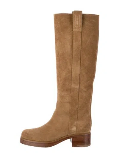 Pre-owned Hermes H Logo Suede Riding Boots In Brown