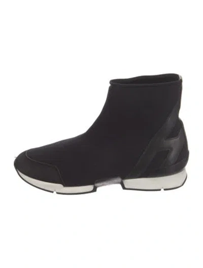 Pre-owned Hermes H Logo Suede Sock Boots In Black/blue