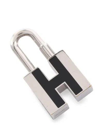 Pre-owned Hermes H Motif Bag Charm In Silver