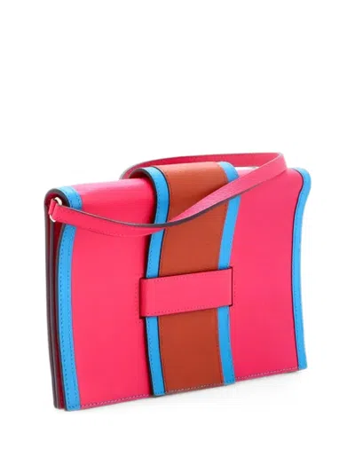 Pre-owned Hermes H Passant Clutch Shoulder Bag Evercolor Crossbody Bag In Blue