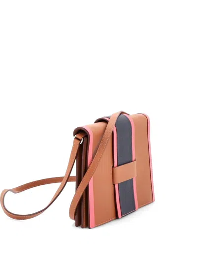 Pre-owned Hermes H Passant Clutch Shoulder Bag Evercolor Crossbody Bag In Brown