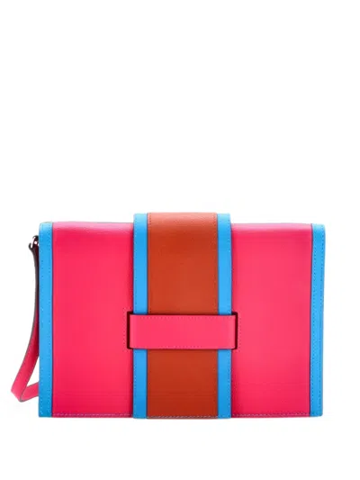 Pre-owned Hermes H Passant Clutch Shoulder Bag Evercolor Crossbody Bag In Pink