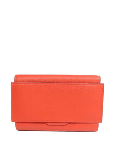 Pre-owned Hermes H Passant Compact Wallet In Orange