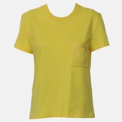 Pre-owned Hermes H Pocket Yellow Cotton Polyester T-shirt