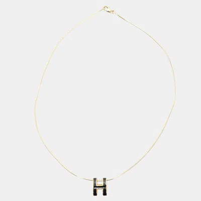 Pre-owned Hermes H Pop Necklace In Black