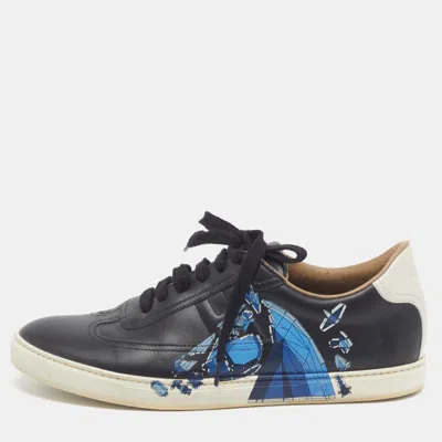 Pre-owned Hermes Hermès H Quicker Size 42 Black/white Leather Low Top Sneakers