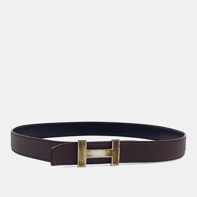 Pre-owned Hermes H Reversible Belt (a) In Black