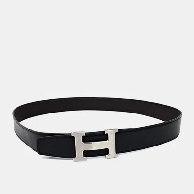 Pre-owned Hermes Hermès H Reversible Belt (c) In Black