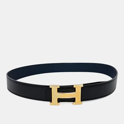 Pre-owned Hermes Hermès H Reversible Belt (d) In Black