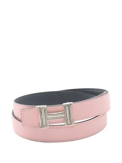 Pre-owned Hermes H Reversible Belt In Pink